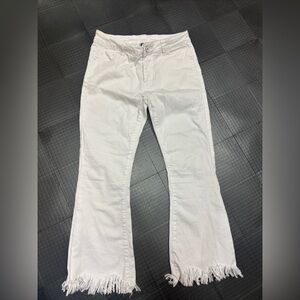 WOMENS WHITE STRETCH CROPPED PANTS SIZE LARGE